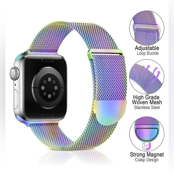 Brand new Multicolor stainless steel mesh Apple Watch band - Picture 2 of 7